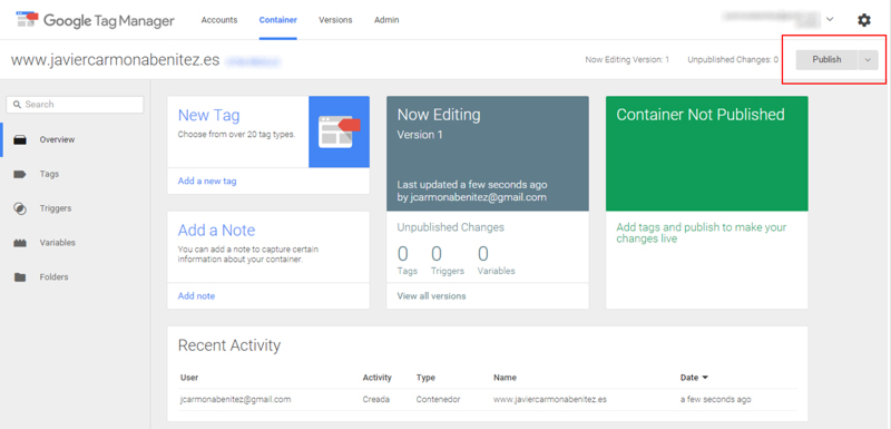 publicar contenedor tag manager publicar contenedor tag manager