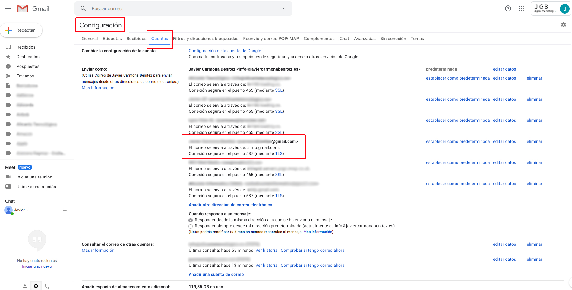 configuración gmail