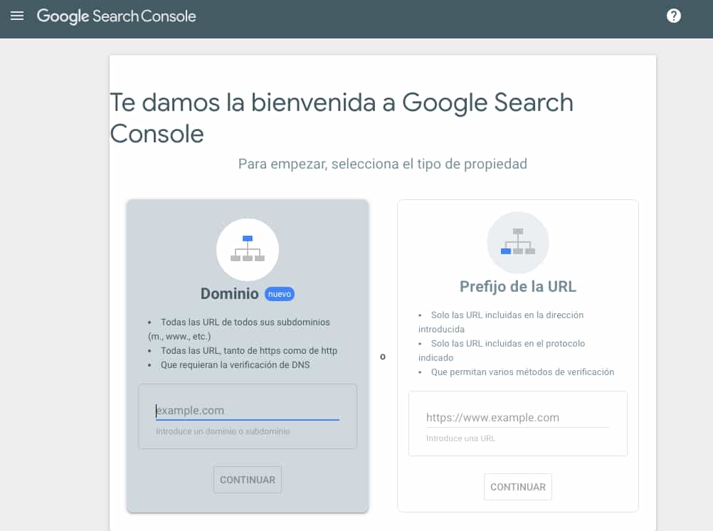 Registro en Search Console